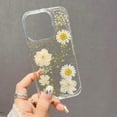 thumbnail image 3 of iPhone 14 Pro Flower Case,Clear Soft Flexible Rubber Pressed Dry Real Flowers Case Women Girls Glitter Floral Cover for iPhone 14 Pro -White, 3 of 18