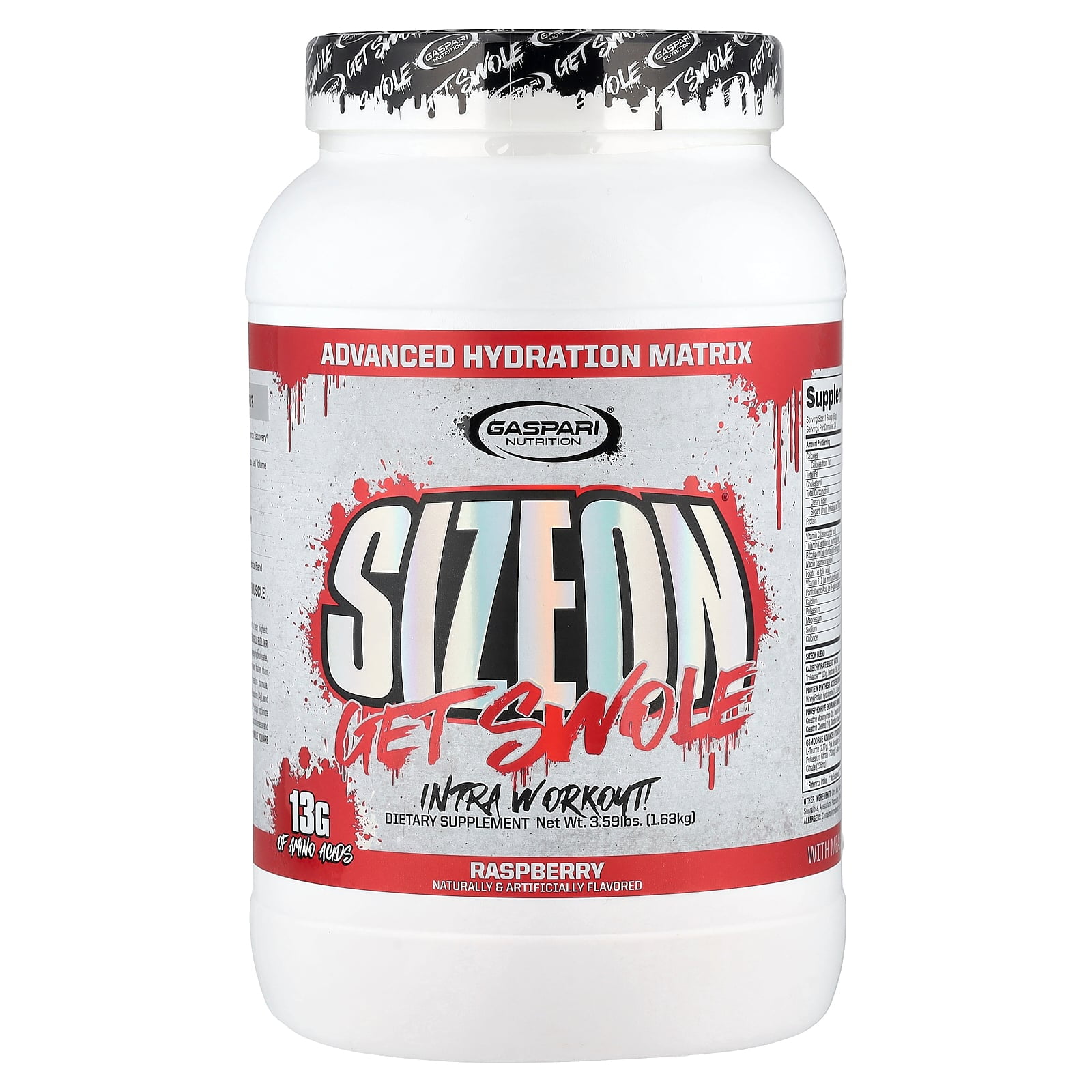 Gaspari Nutrition SizeOn®, Get Swole, Intra Workout, Raspberry, 3.59 lbs (1.63 kg)