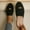Black, variant on Women's Retro Suede Flat Mules,Tassels Comfortable Slip-on Pointed Toe Lightweight Flat Slippers White