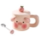 thumbnail image 4 of Taza de café de cerámica, taza de té, reutilizable, para el hogar, con tapa y asa, taza de café, taza de leche Cerdo rosa, 4 of 9