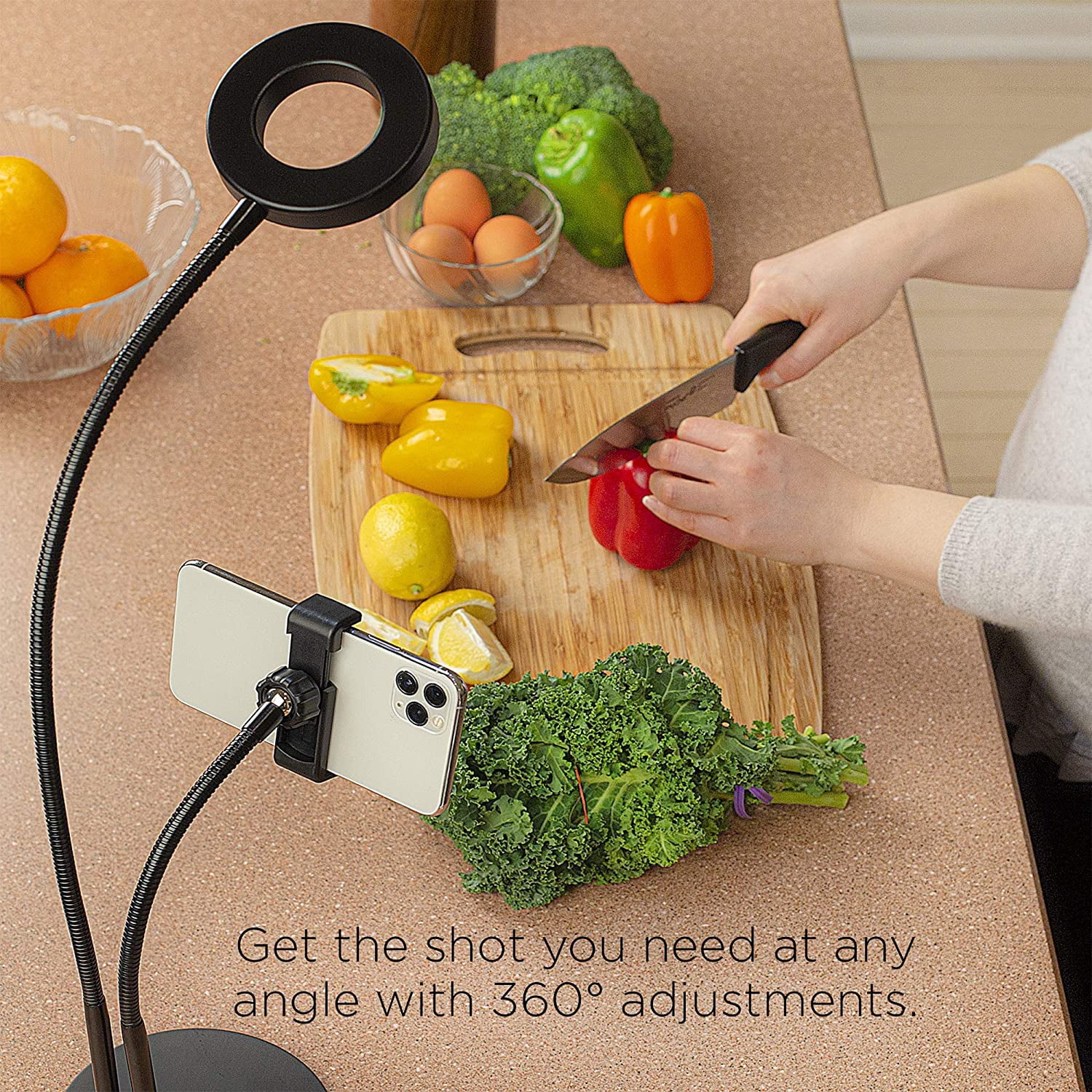 LED Ring Light Phone Holder with Bluetooth, USB Selfie Ring Light Phone Stand, Vlogging Live Stream Light Kit