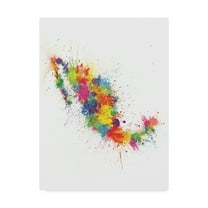 Trademark Fine Art 'Mexico Paint Splashes Map' Canvas Art by Michael Tompsett