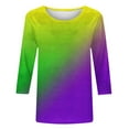 thumbnail image 4 of Gamivast Mardi Gras Shirts for Women Striped Crew Neck 3/4 Sleeve Sweatshirts Loose Drop Shoulder Tunic Tops Casual Trendy Carnival Party Outfits, 4 of 6