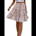 thumbnail image 3 of Falda de Mujer con Estampado Floral, Dobladillo con Volantes, Cintura Alta Elástica y Lazo Frontal. Lechoso L, 3 of 10