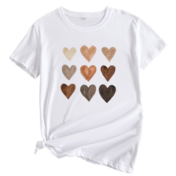XEGLSBU T Shirts for Girls 10-12 Cute Girls Summer Tops Short Sleeve Round Neck Loose Fit Casual Tee with Gradient Heart Print for Toddler Kids Age 1 8 Years White Size 5-6 Years