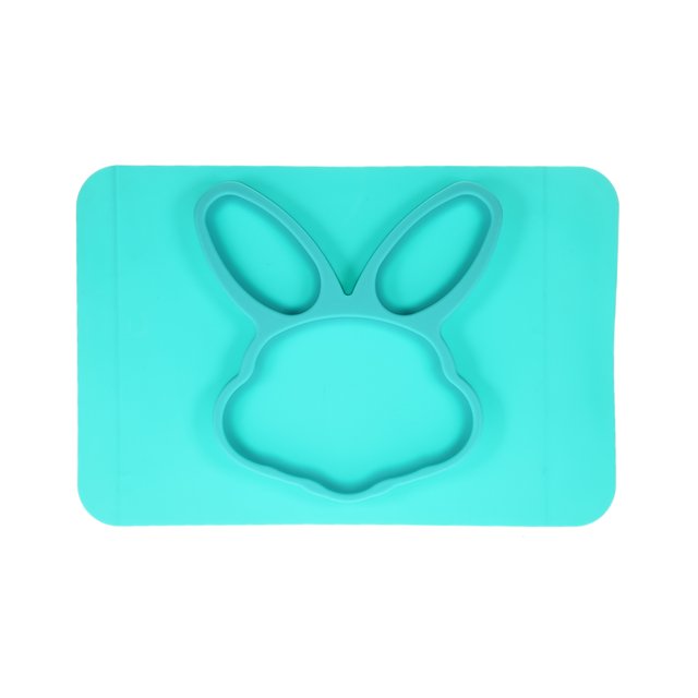 Mistaha Silicone Rabbit Baby Placemat Plate Set - Anti-slip Non-Spill Design with Divided Compartments for Balanced Meals - Safe and Easy to Clean - Ideal for 0-3 Years Old
