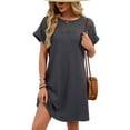thumbnail image 4 of gakvbuo Summer Dress For Women Mini Dress T-Shirt Dress Women's Casual Solid Color Round-Neck Short Sleeve Home Short Sleepshirts, 4 of 9