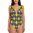 thumbnail image 2 of Yiaed Mardi Gras Print Women's Ruffled One Piece Swimsuit V Neck Swimwear Slimming Monokini for Woman-XX-Large, 2 of 8