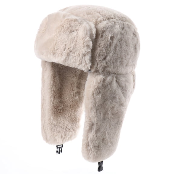 yocbz Winter Ushanka Russian Trapper Hats with Ear Flaps, Warm Full Hood Earflap Hat for Men and Women Windproof Fluffy Hats, C