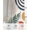 thumbnail image 6 of Boho Sheer Curtains 54 Inch Length 2 Panels Set for Living Room/Bedroom, Middle Century Leaves Bohemia Minimalist Abstract Art Beige Kitchen Curtains Grommet Curtains Window Treatments 42"x54"x2, 6 of 7