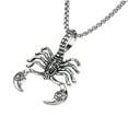 thumbnail image 3 of ievspot 1 Pcs Men's Large Heavy Stainless Steel Pendant Necklace Silver Black Scorpion Necklace Gothic Pendant Necklace, 3 of 8