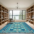thumbnail image 2 of ODIKA 3'x5' Machine Washable Non-Slip Area Rug, Geometric Navy Blue High Traffic Rug with Pad, Blue, 1039124, 2 of 8