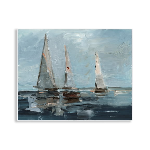 Stupell Industries Moody Sailboats Maritime Transportation Painting Unframed Art Print Wall Art, 14 x 11