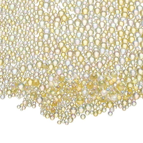 Uxcell Iridescent Glass Tiny Bubble Beads, 0.4-3mm 20g No Hole Micro Mini Round Golden Yellow Water Droplets Beads, 2-Pieces