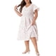 thumbnail image 5 of Vestido Floral de Día de la Madre para Mujeres Talla Grande Grace & Grandeur, Chifón Bohemio, Cuello en V, Mangas Cortas, Cintura Fruncida, Vestidos Midi de Verano 4X Blanco, 5 of 6