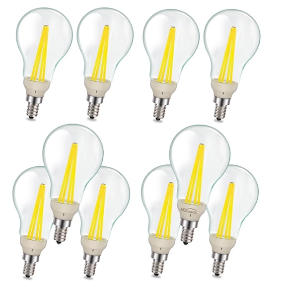 Ruiandsion 10-Pack E12 Base LED Filament Light Bulbs, 110V AC 4W 600LM 6000K Daylight,360° Beam for Boat Marine RV Lighting, Vintage A19,Replacement