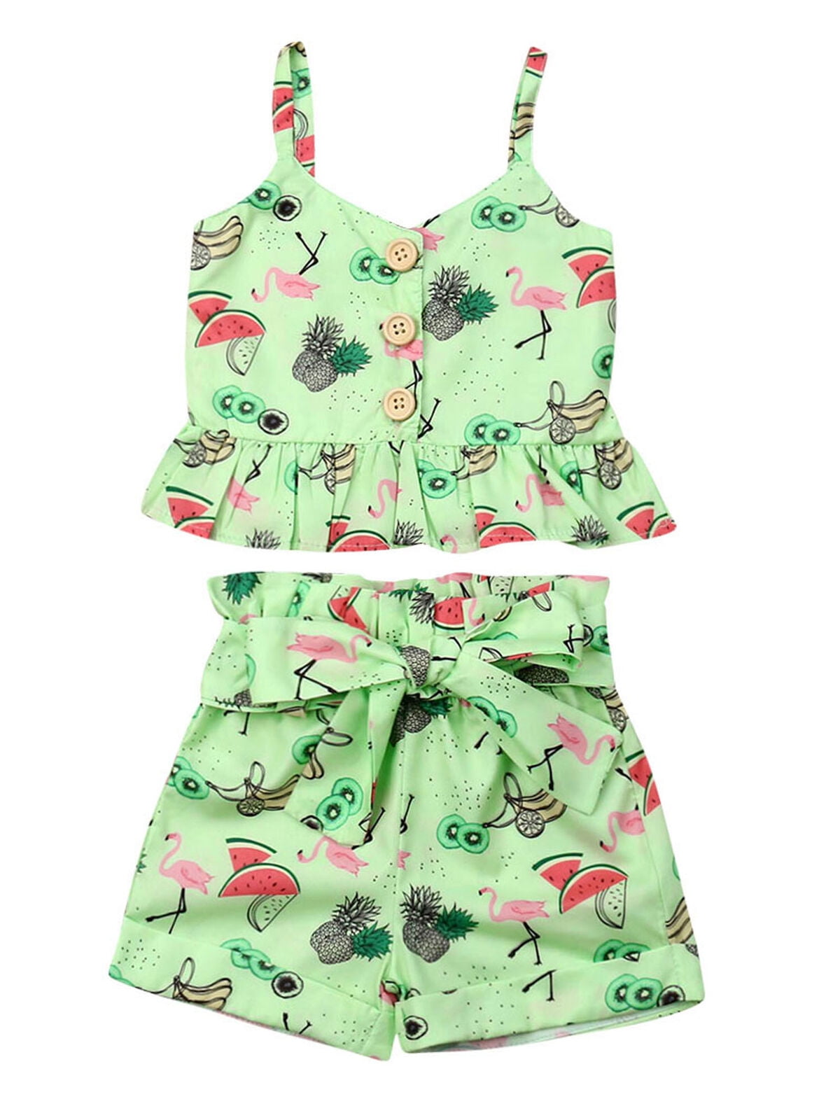 Toddler Baby Girls Outfits Clothes Set Halter Crop Tops + Short Pants Summer Shorts Sunsuit