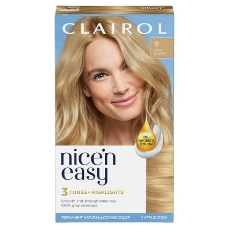 Clairol Nice N Easy Permanent Hair Color 9 Light Blonde, 1 Kit