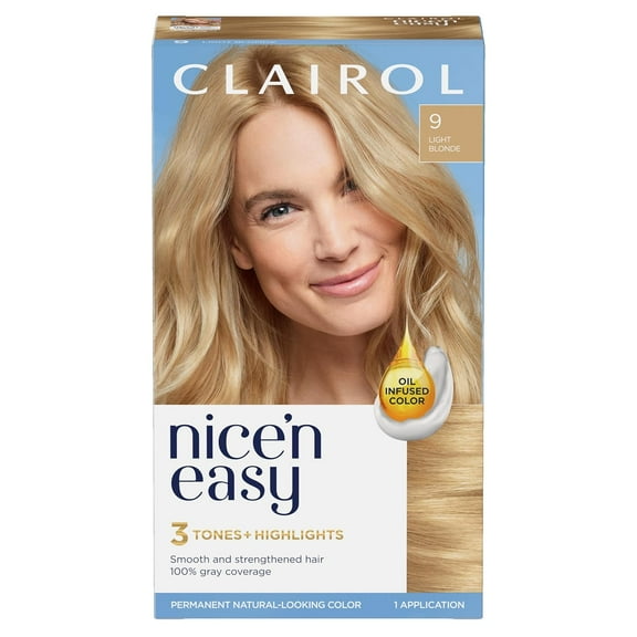 Clairol Nice N Easy Permanent Hair Color 9 Light Blonde, 1 Kit