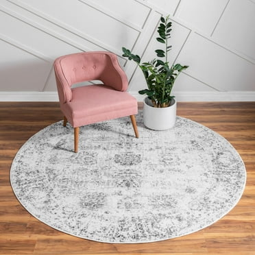 Rugs.com Monte Carlo Collection Rug – 3' 3 Round Gray Medium Rug Perfect For Kitchens, Dining Rooms
