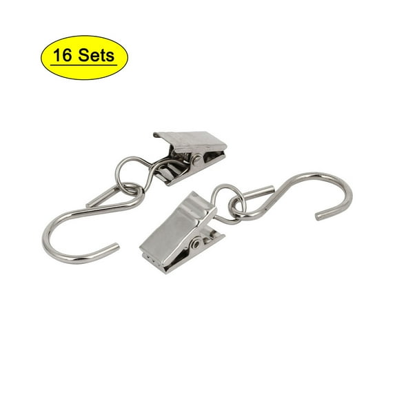 Uxcell 13mm Width 60mm Length S Shaped Hanging Hook Drapes Curtain Clips Clamps 16 Sets