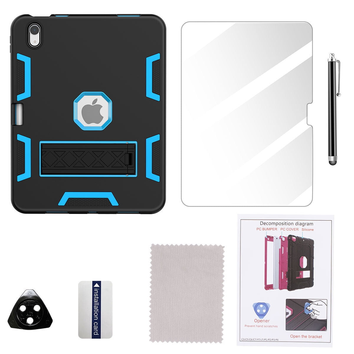 AICase For Apple iPad (A16) Case 11-inch 2025 Heavy Duty Shockproof Military Stand iPad Cover
