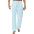 thumbnail image 1 of Pantalones holgados con apariencia de lino para hombre, pantalones casuales de yoga para playa con cintura elástica, 1 of 3