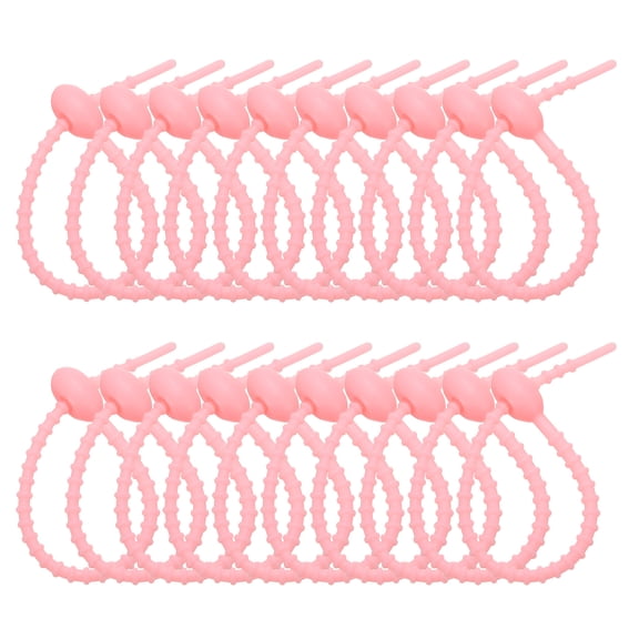 Uxcell 6 Inch Silicone Cable Ties, 20pcs Rubber Reusable Twist Zip Ties Organizer for Home Office Kitchen Food bags Wires Adjustable Bag Clip, Pink