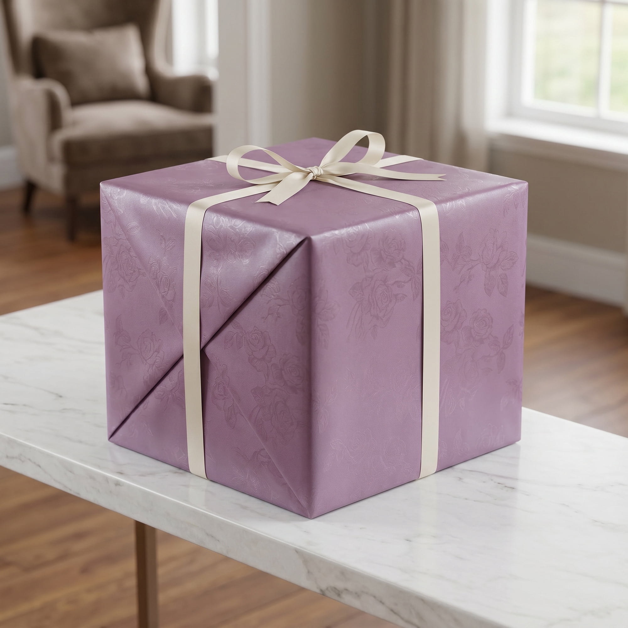 Unique Bargains Luxury Matte Gift Wrapping Paper with Rose Pattern Purple 27.6" x 19.7"