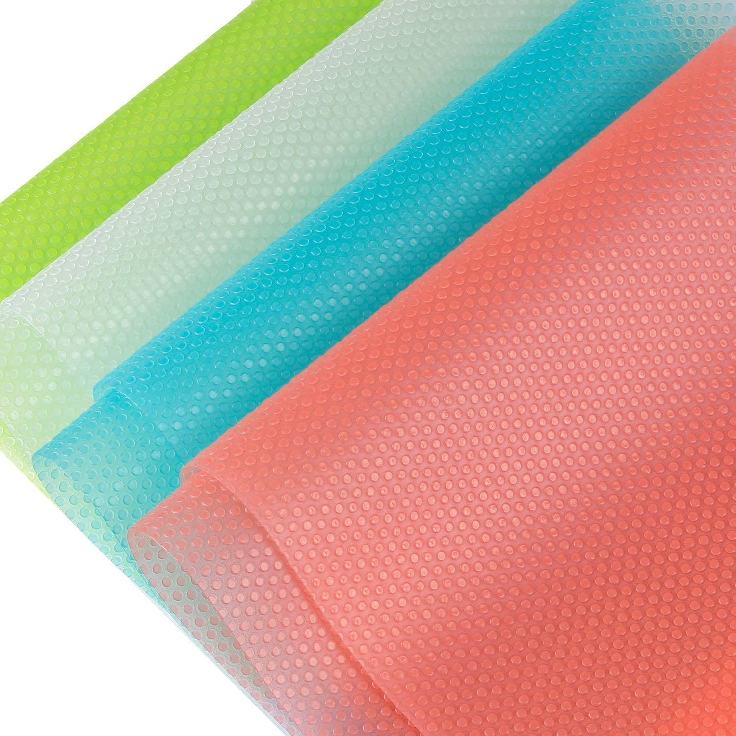 Wofair Refrigerator Mats Shelf Liners, Waterproof Fridge Mats Liners Washable Drawer Table Pads for Shelves, Kitchen Cabinets, 4PCS - Red/ Clear/ Blue/ Green/, 11.4x17.7 inches