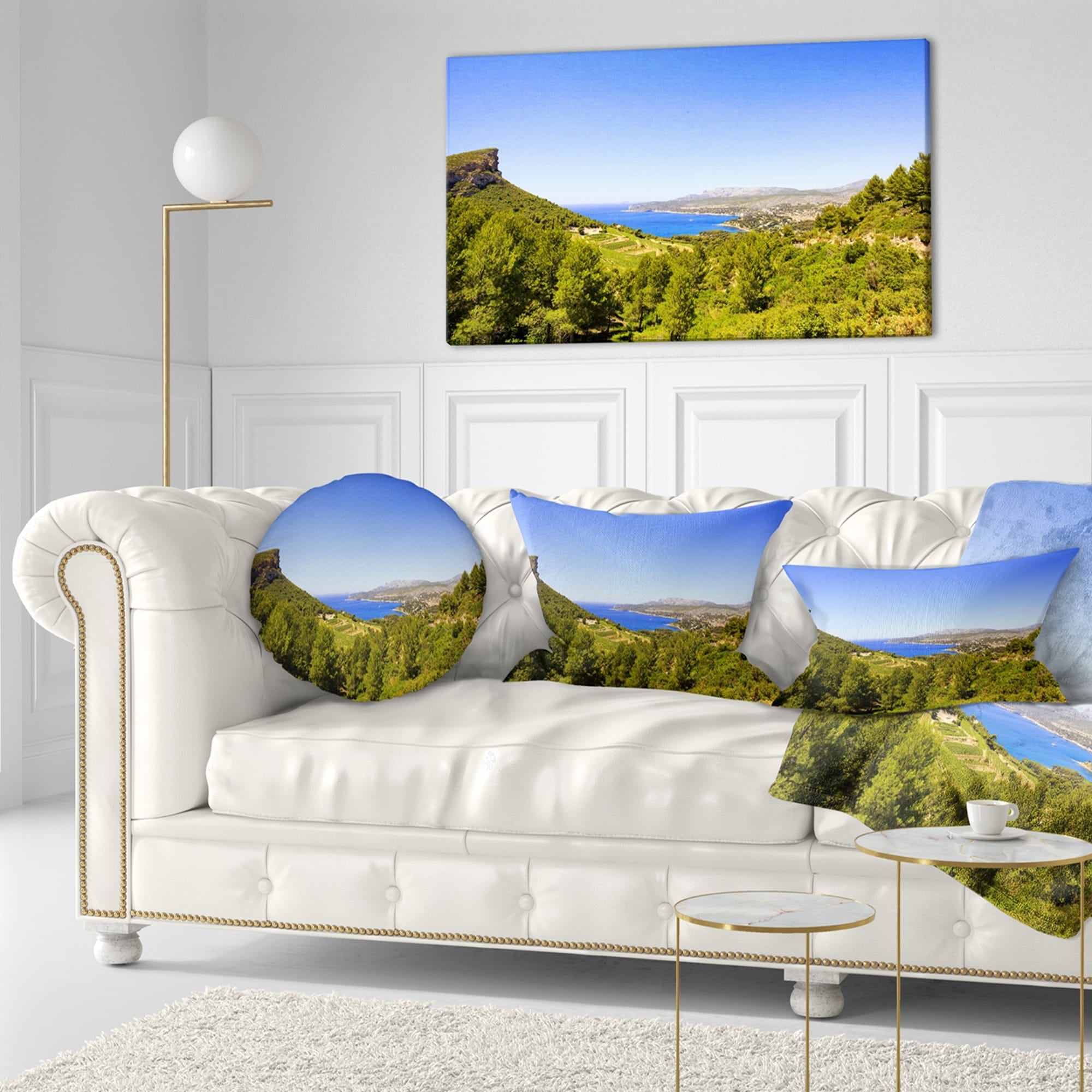 Sofa Throw Pillow 16 x 16 Designart CU11380-16-16 Cassis Bay from Route des Cretes Landscape Wall Cushion Cover for Living Room 