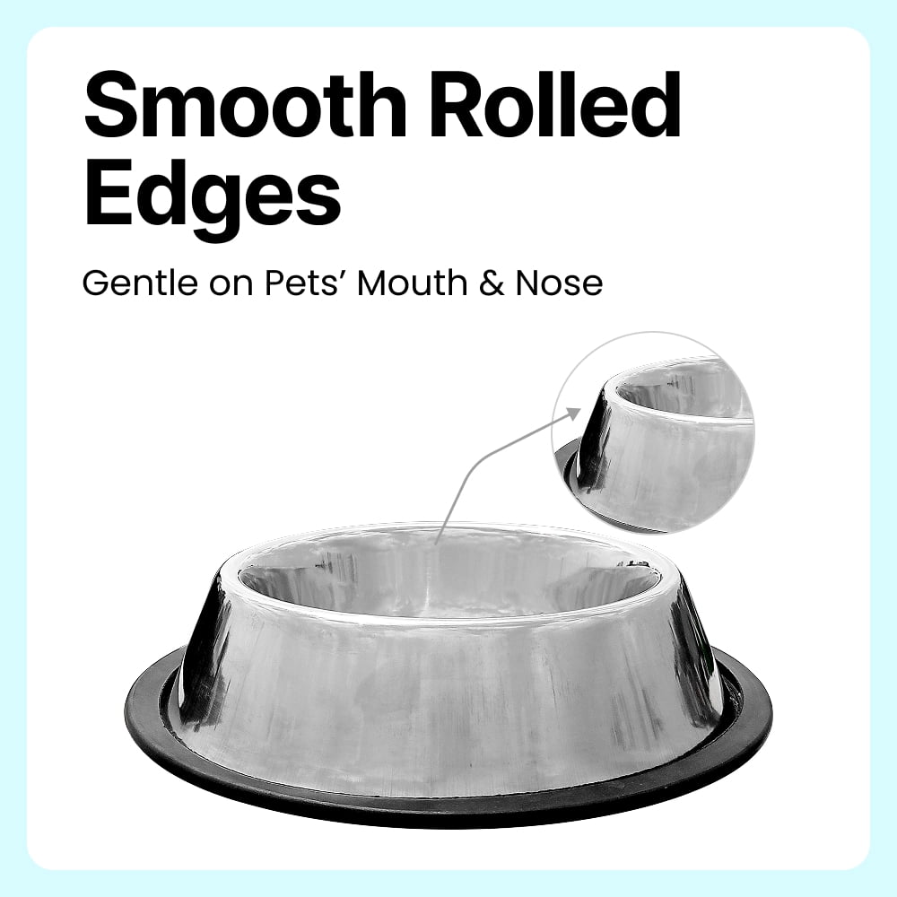 PetYupp Non Skid Rubber Base Stainless Steel Dog Bowl 32 oz