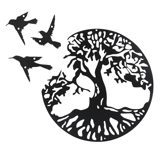 Letrero de pájaro y árbol de vida de Metal, decoración de hierro forjado, suministros para manualidades