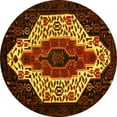 thumbnail image 1 of Ahgly Company Machine Washable Indoor Round Persian Yellow Traditional Area Rugs, 8' Round, 1 of 4