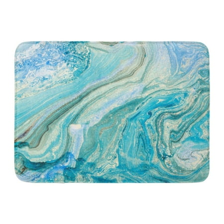 M/t Fluid - SIDONKU Watercolor Marble Blue Marbling Creative Abstract Oil Waves Liquid Paint Fluid Doormat Floor Rug Bath Mat 23.6x15.7 inch