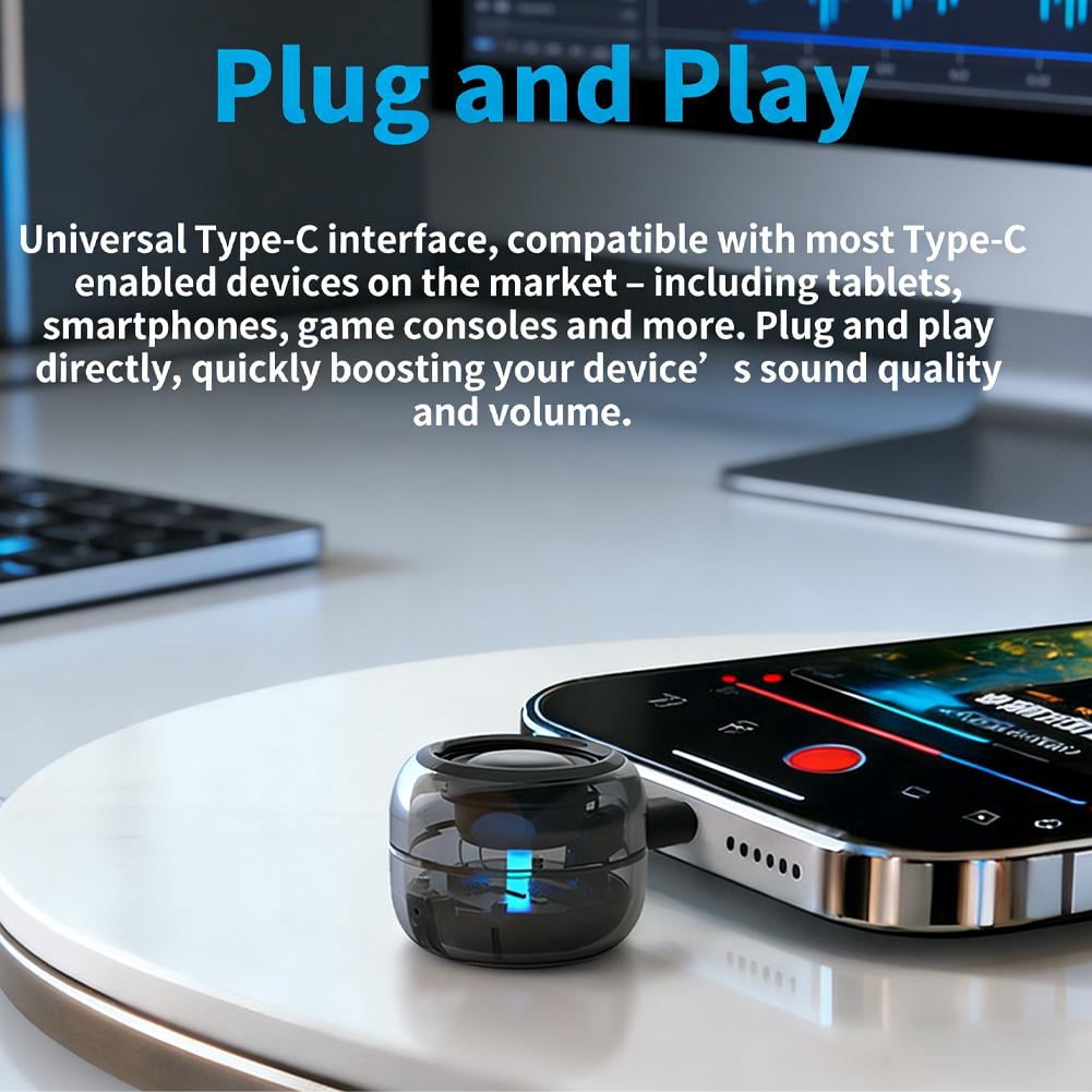 Portable Mini Type-C Speaker, Plug & Play Amplifier for Smartphones, Tablets & Laptops, Clear Sound for Music & Calls