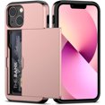thumbnail image 1 of KOMI pour iPhone 13 Mini Étui avec Porte-Cartes [Ranger 5 Cartes] Étui Portefeuille Antichoc à Double Couche Robuste avec Fente pour Carte Cachée Grand Étui de Rangement pour iPhone 13 Mini (Or Rose), 1 of 5