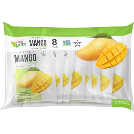 Paradise Green Premium Dried Mango Slices, 3.5 oz, 8 Count