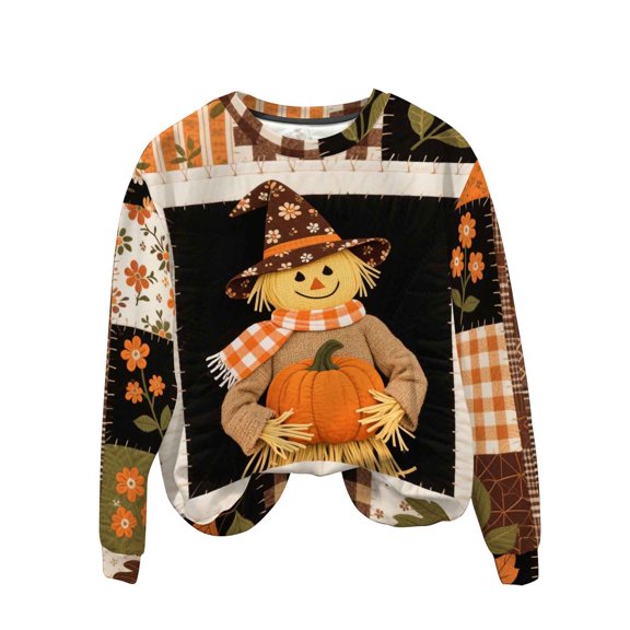 Oplxuo Funny Graphic Thanksgiving Sweatshirts for Women 2025 Fall Drop Shoulder Pullover Long Sleeve Loose Crewneck Tunic Tops