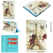 iPad Mini 4 Case/ iPad Mini 3 Case/ iPad Mini 2 Case/ iPad Mini Tablet Case, Allytech Bling Pattern PU Leather Bookstyle Folio Case with Built in Kickstand Auto Wake Sleep Feature, Eiffel Tower