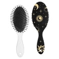 thumbnail image 2 of Starry Night Hair Brush – Vintage Celestial Detangler with Anti-Static Cushion, Mystical Sun and Moon Design, Wooden Handle Paddle Brush, 2 of 8
