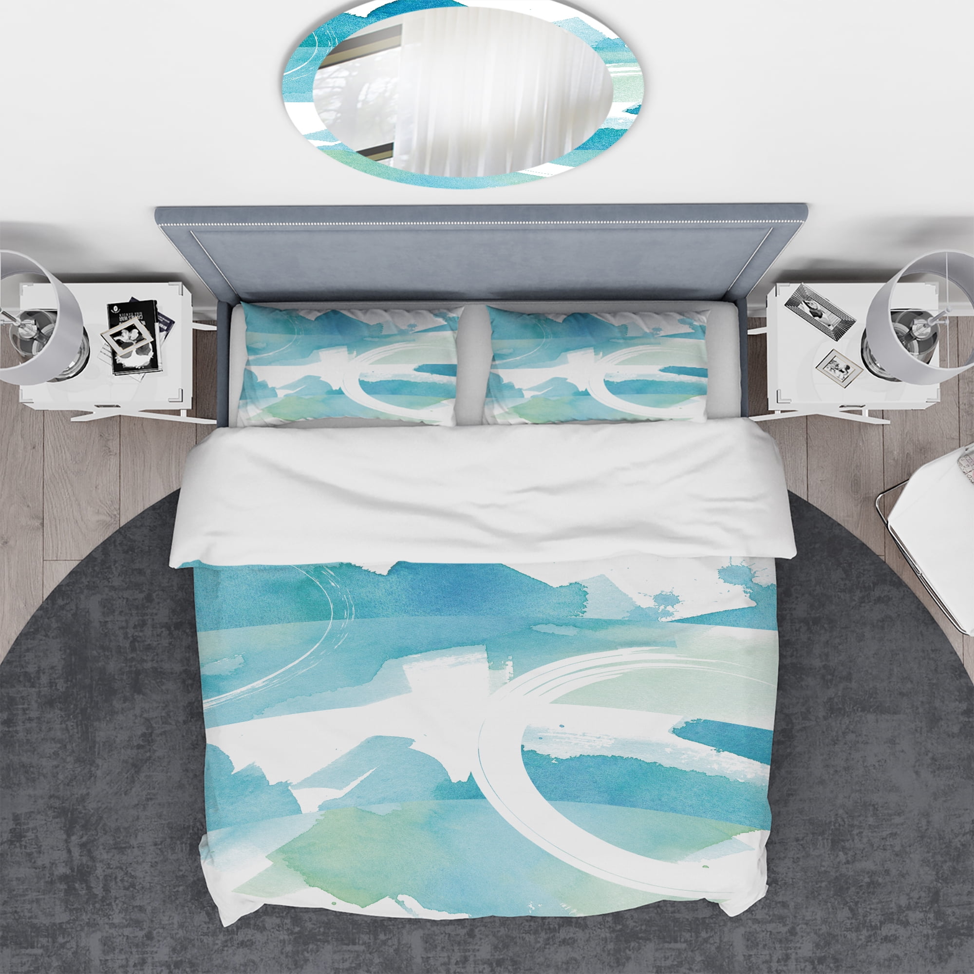 Designart 'Coastal watercolors II' Geometric Duvet Cover Set