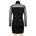 thumbnail image 6 of ORQ Women Bodycon Half High Collar Long Sleeve Mesh Sparkling Dress, 6 of 6
