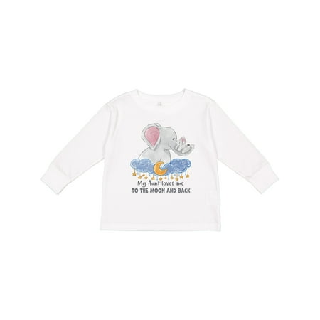 

Inktastic My Aunt Loves me to the Moon and Back Elephant Family Boys or Girls Long Sleeve Toddler T-Shirt