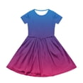 thumbnail image 3 of XADYUY Girls Summer Dress Size 14-16 Casual A-Line Short Sleeve Girls Tshirt Dresses Gradient Crew Neck Sundresses Swing Dresses with Pockets,11-12Years,Blue, 3 of 5