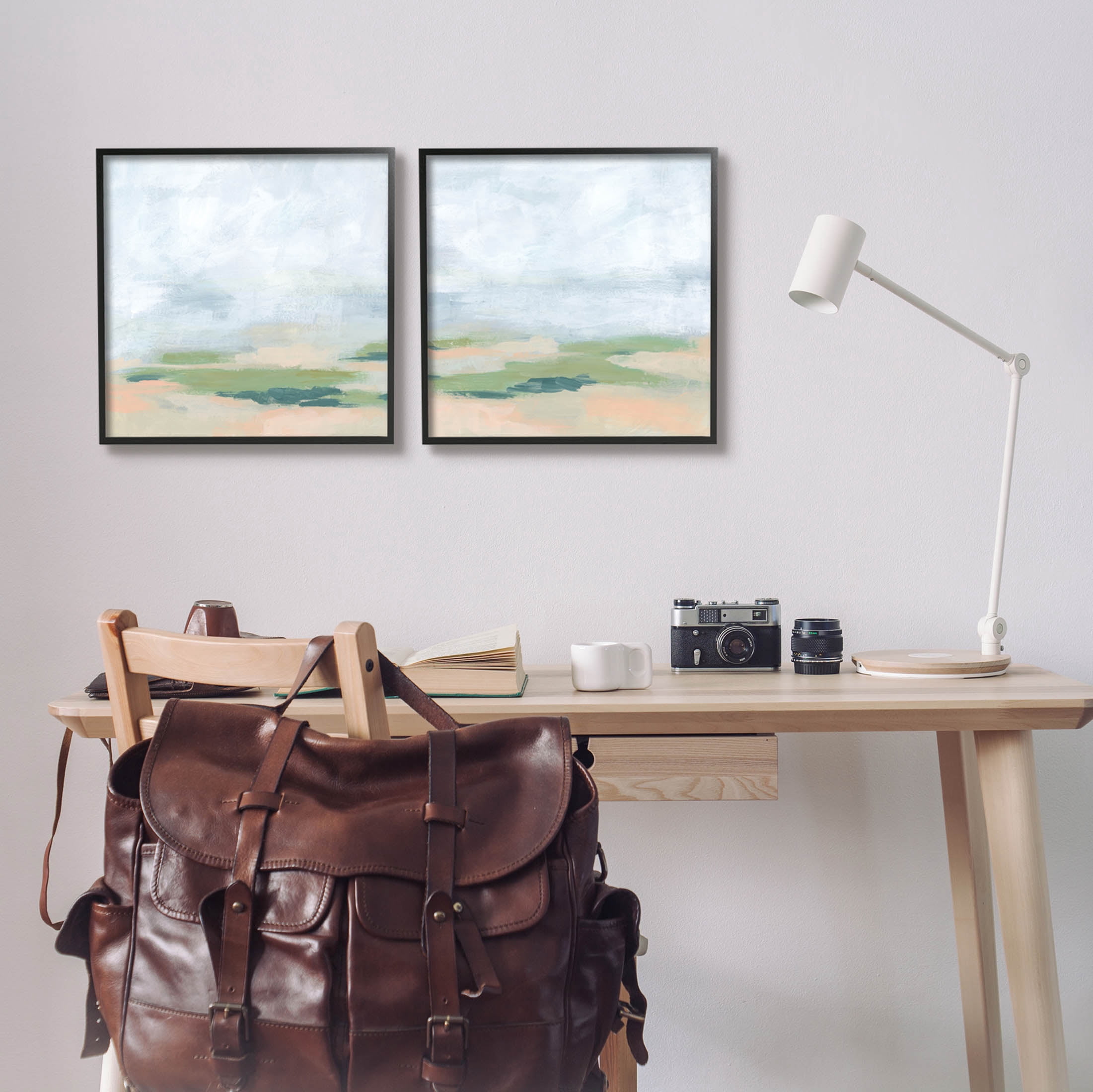 Stupell Industries Soft Abstract Landscape Scene Painting Black Framed Art Print Wall Art, Set of 2, Design by June Erica Vess