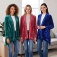 thumbnail image 3 of Women's Embroidered Velvet Open Front Cardigan, 3 of 21