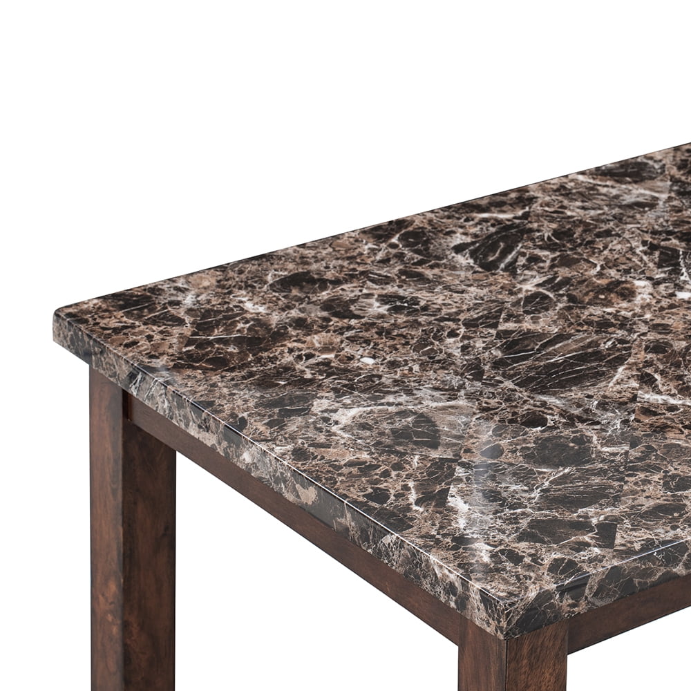 Kepooman 5-Piece Faux Marble Dining Table Set with 4 Thicken Cushion Chairs for Kitchen, Brown & Black Kepooman 5-Piece Faux Marble Dining Table Set with 4 Thicken Cushion Chairs for Kitchen, Brown & Black
