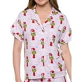 thumbnail image 5 of Womens Dr Seuss Grinch Pajamas Button Up Shirt and Shorts 2-Piece Lounge Set, 5 of 8