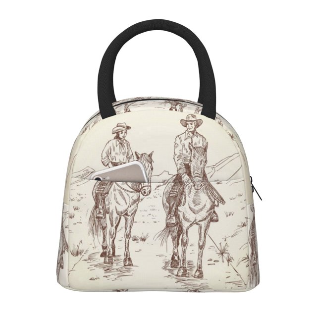 Balery Cowboys Riding Horses In Desert Bolsa de Almuerzo para Mujeres, Caja de Almuerzo, Bolsa de Almuerzo Pequeña Impermeable, Tote de Almuerzo Reutilizable con Gran Capacidad